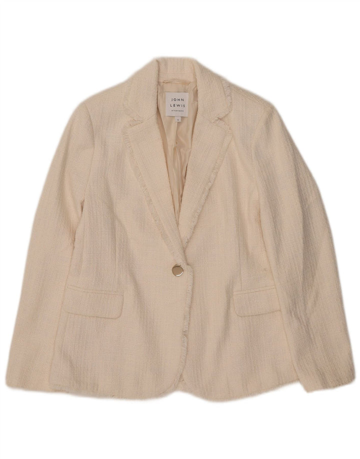 Jaqueta blazer feminina John Lewis com 1 botão Reino Unido 10 algodão branco pequeno
