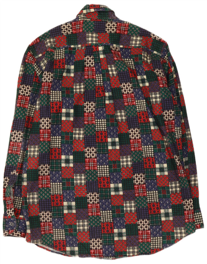 Camisa masculina de flanela Azzurra tamanho 15 3/4 40 patchwork multicolorido médio