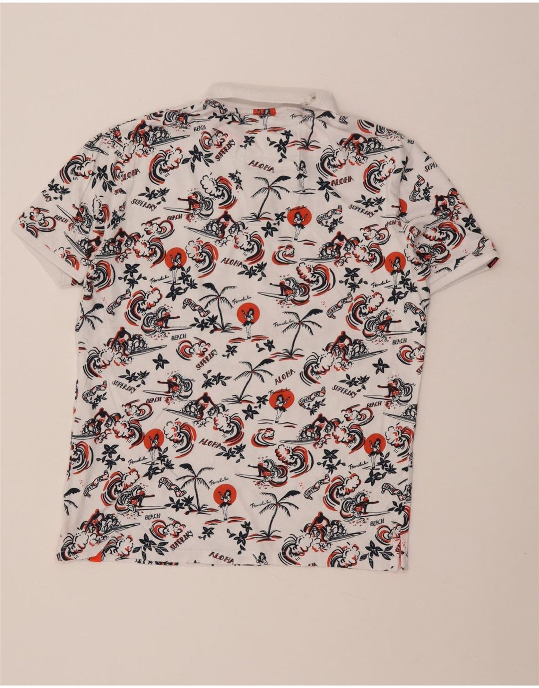 Camisa polo havaiana masculina Superdry XL algodão branco