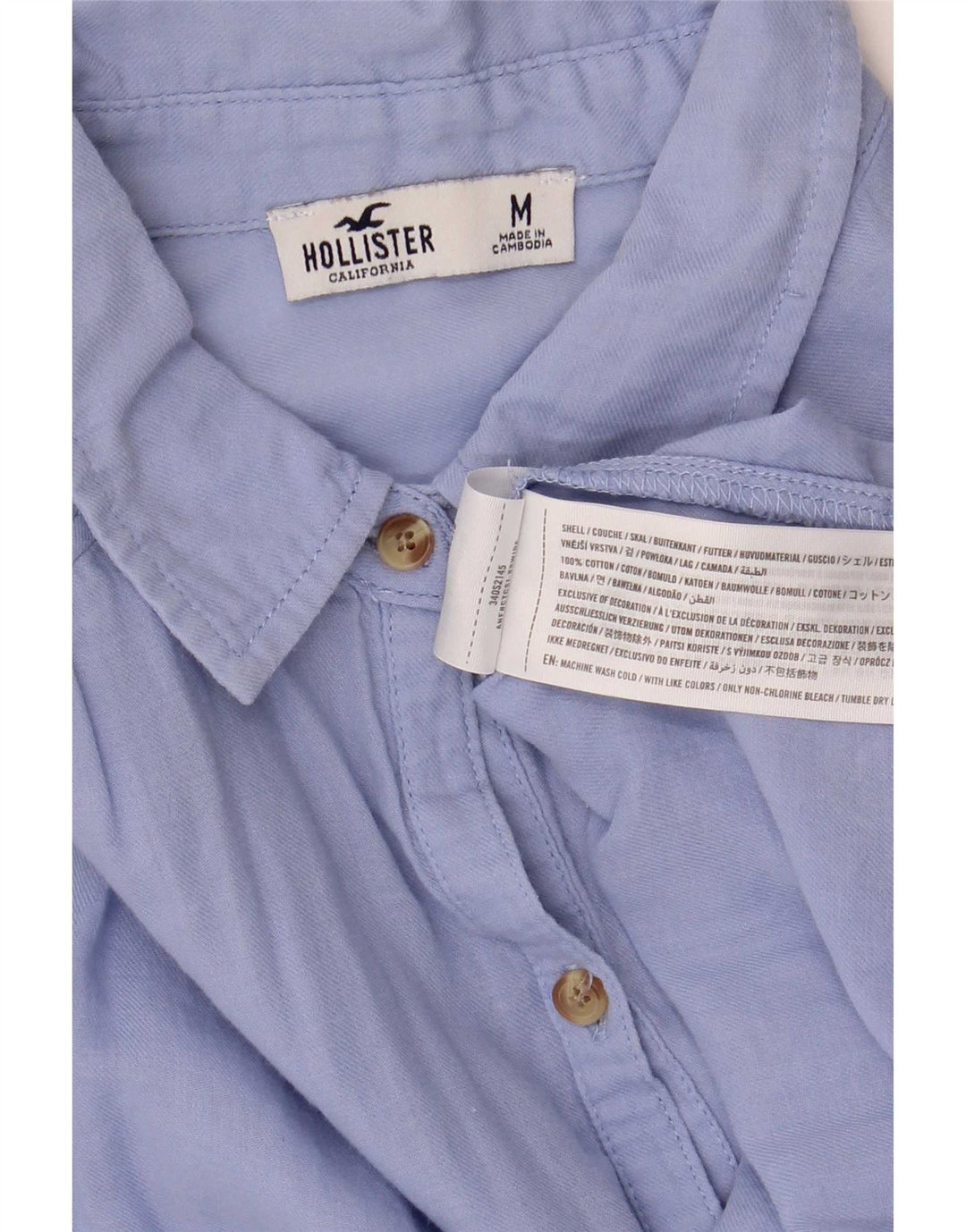 Pulôver feminino Hollister Reino Unido 14 algodão azul médio