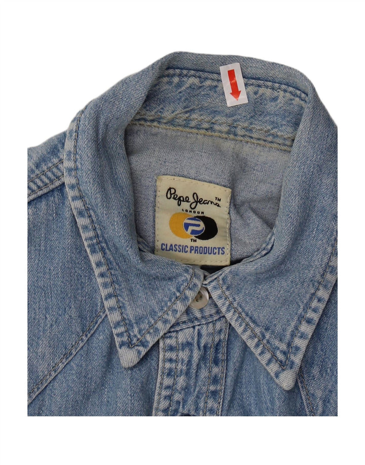 Camisa jeans masculina PEPE JEANS algodão azul médio