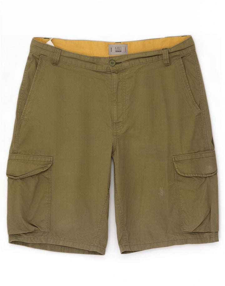 Shorts cargo masculino Marks & Spencer grande W34 algodão cáqui
