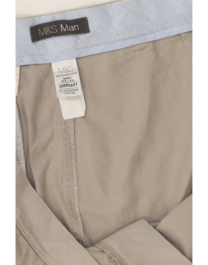 Shorts chino masculino Marks & Spencer W42 2XL algodão cinza