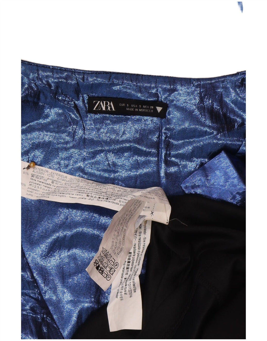 Vestido feminino Zara A-Line UK 8 pequeno azul poliéster