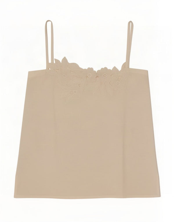 Top feminino vintage IT 46 grande algodão floral branco