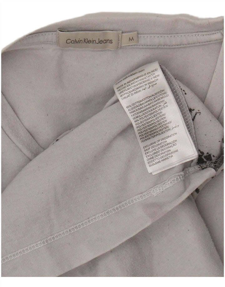 CALVIN KLEIN JEANS Mens Graphic T-Shirt Top Medium Grey Cotton