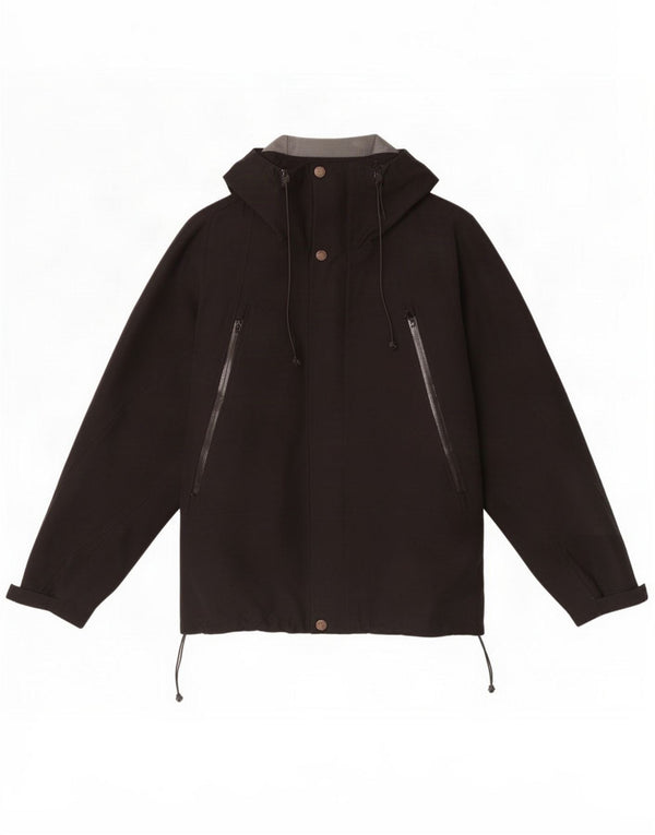 Jaqueta de chuva masculina vintage com capuz IT 50 Nylon preto grande