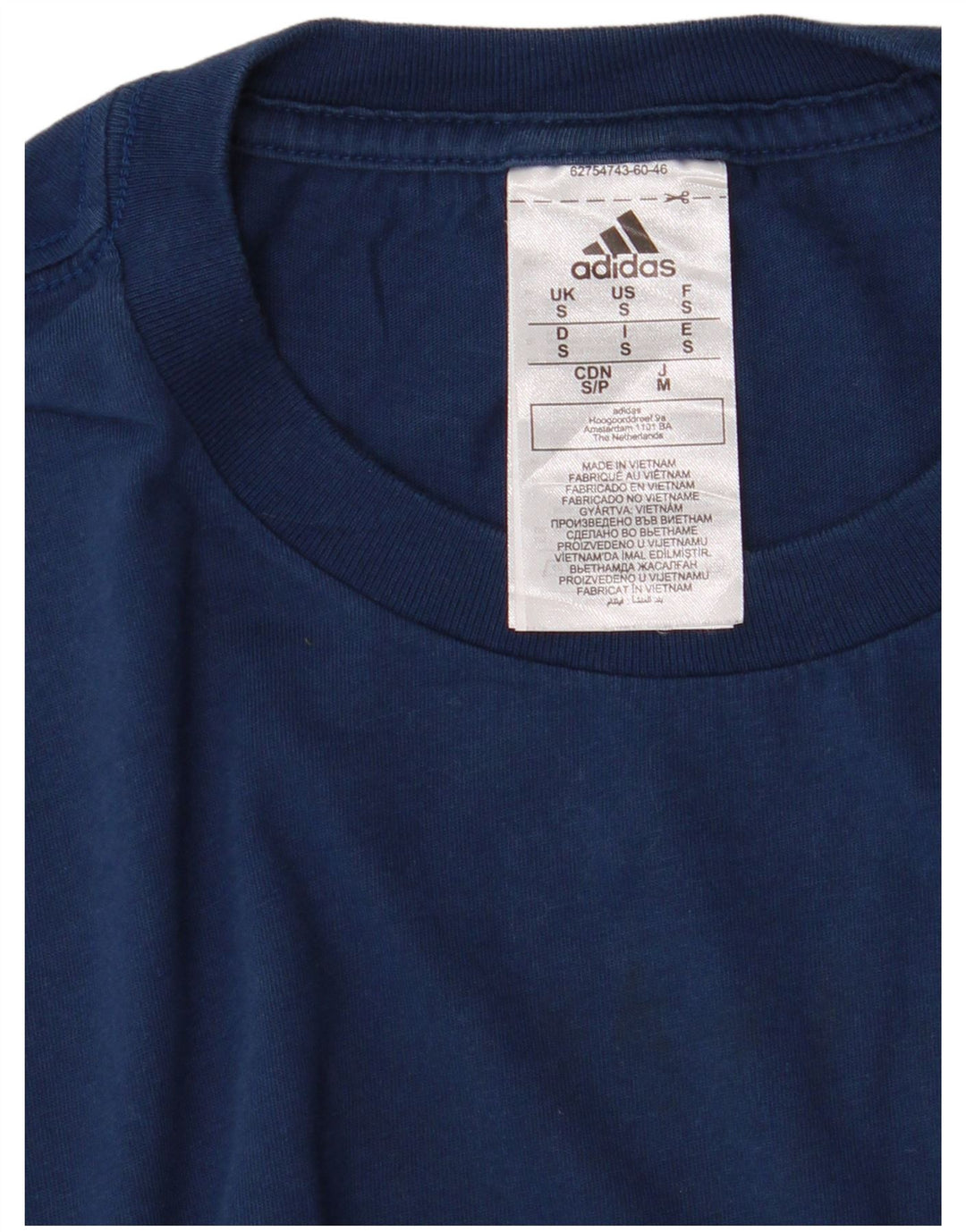 Adidas Mens Camiseta Top Pequeno Algodão Azul Marinho