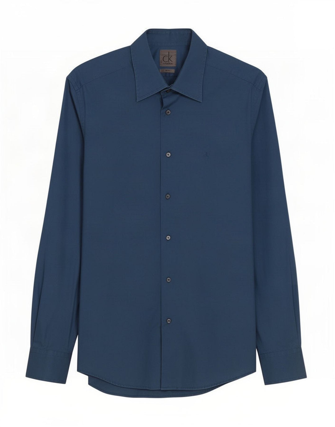 Camisa Calvin Klein Masculina Slim Fit Azul Médio Algodão