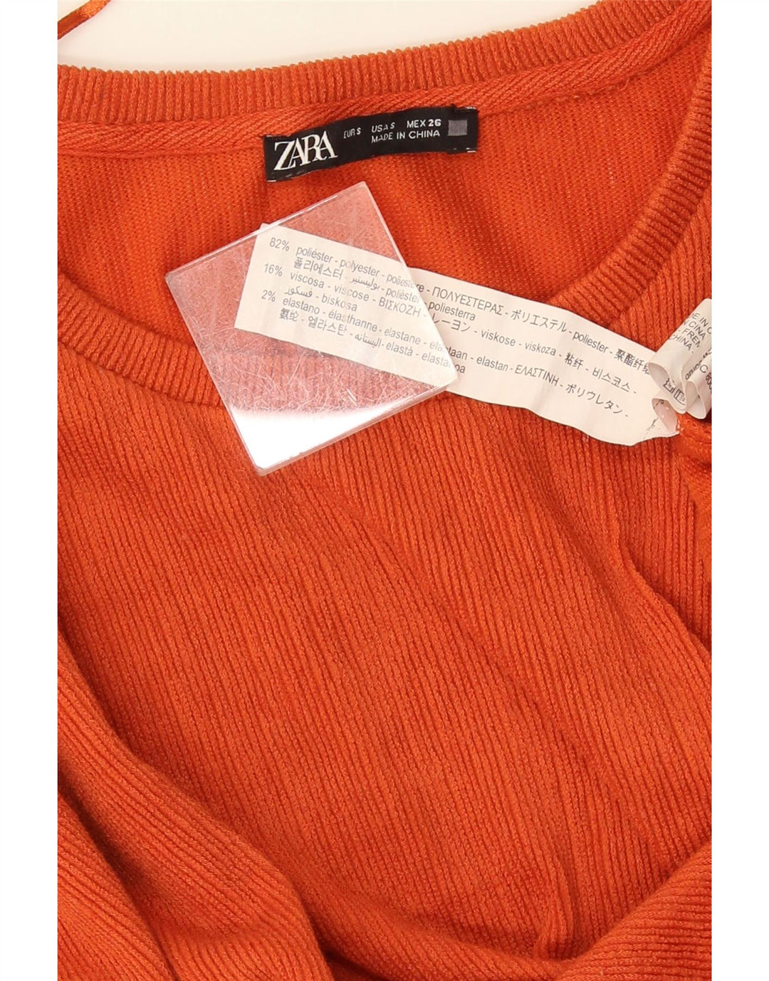 Blusa feminina Zara manga comprida oversized UK 10 pequena laranja poliéster