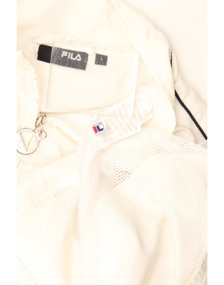 Fila Womens Tracksuit Top Jacket UK 16 Grande Poliéster Branco