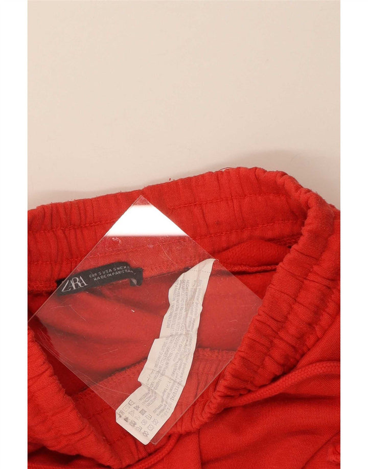 Calça de treino feminina Zara Joggers UK 8 pequeno poliéster vermelho