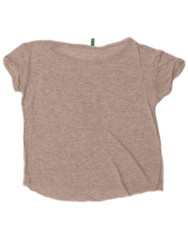 Camiseta feminina gráfica Benetton UK 14 cinza médio manchado