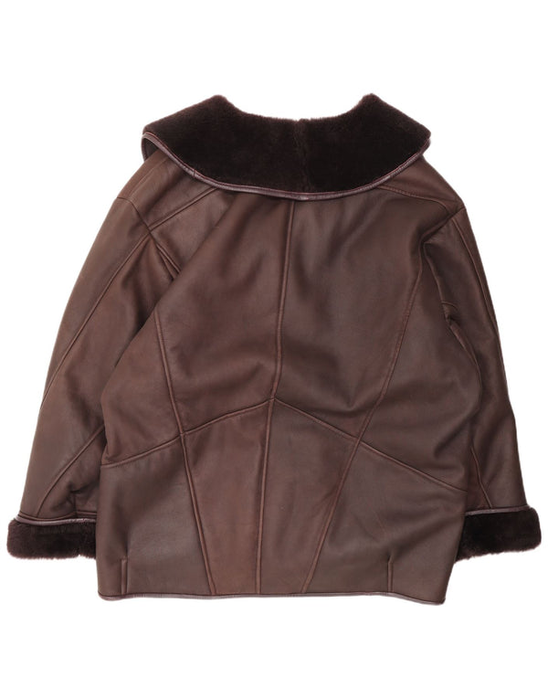 Jaqueta Shearling Feminina Vintage UK 22 3XL Marrom
