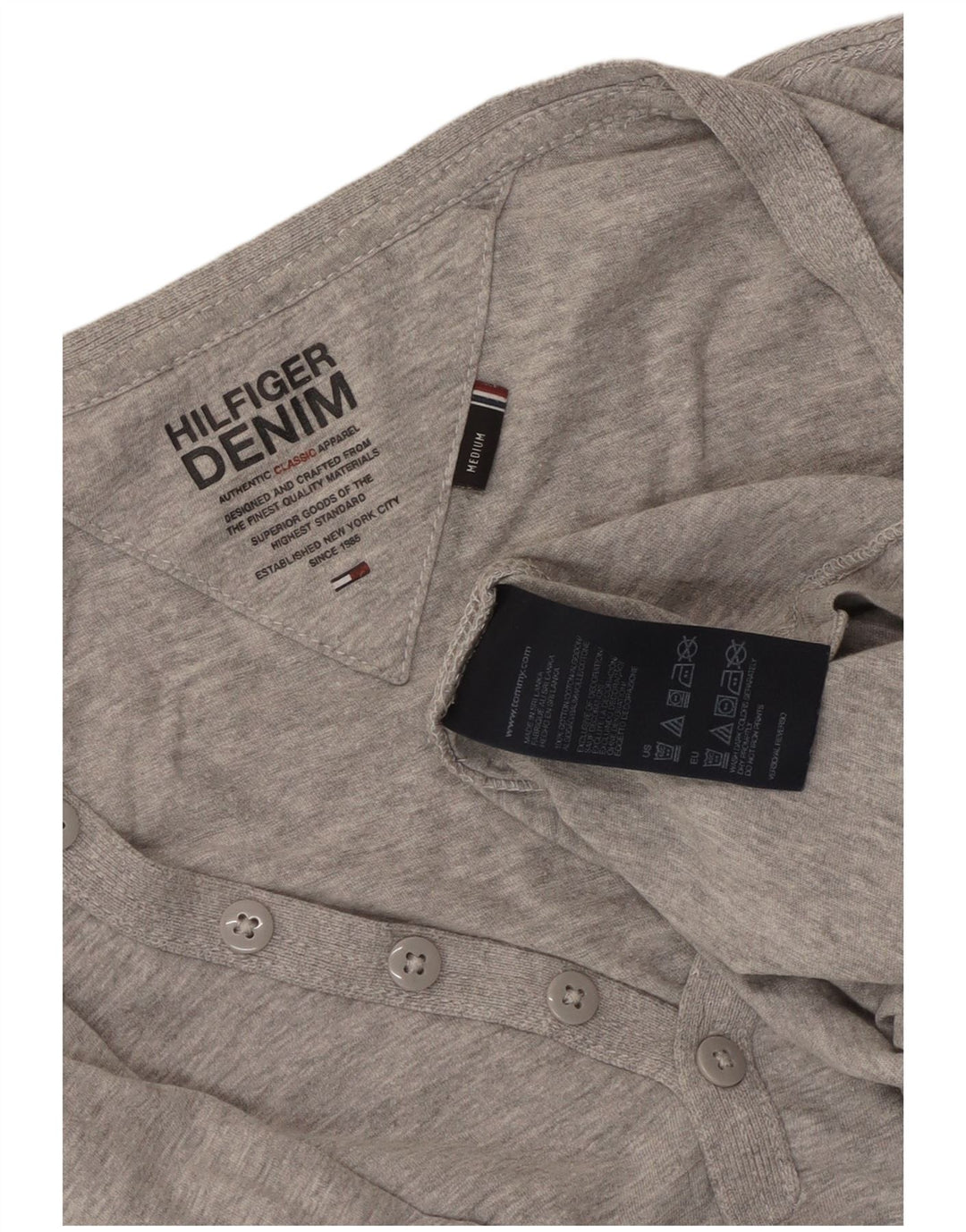 Top feminino Tommy Hilfiger manga comprida UK 14 algodão cinza médio