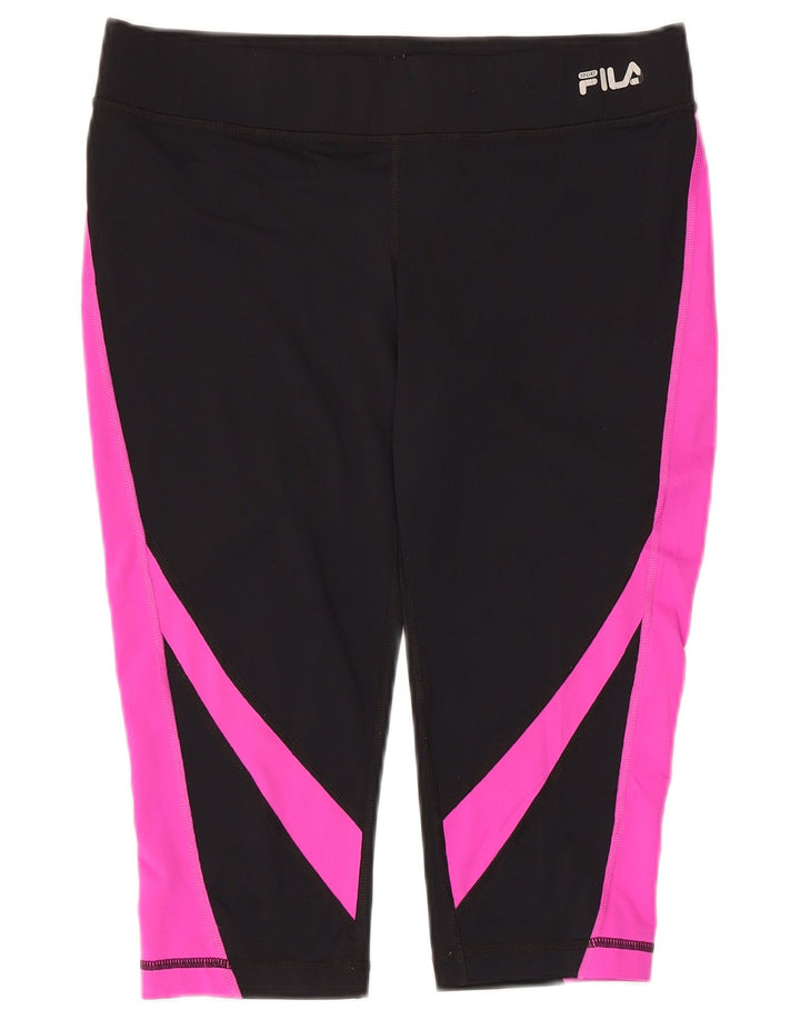 Fila Womens Capri Leggings UK 14 Médio Preto Colourblock Poliéster