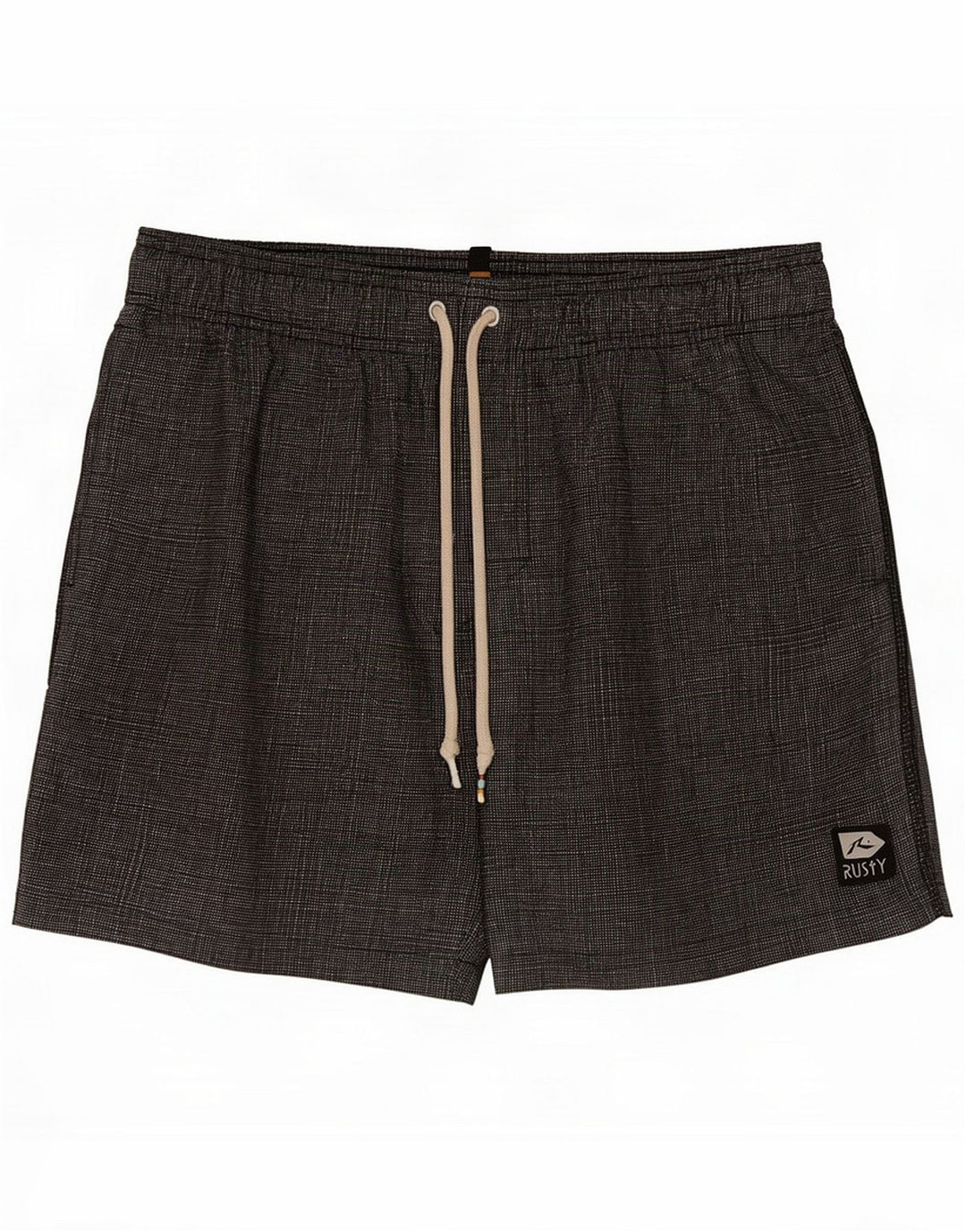 Shorts de natação masculinos vintage poliéster preto médio