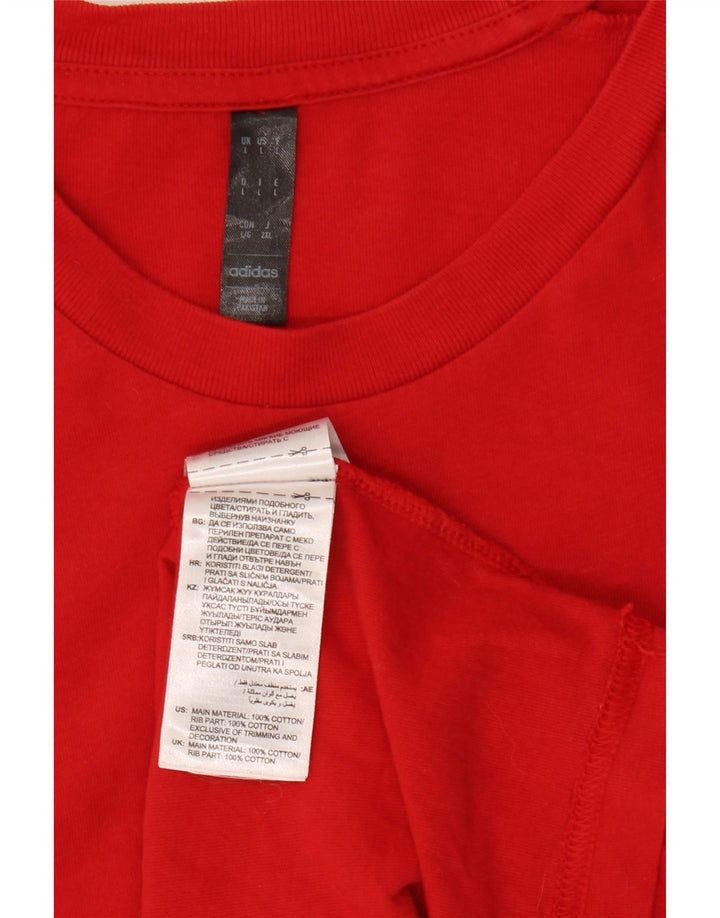 ADIDAS Mens T-Shirt Top Grande Algodão Vermelho