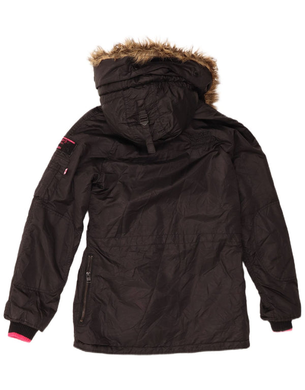 Jaqueta Parka Feminina Superdry com Capuz Reino Unido 6 XS Preto Nylon