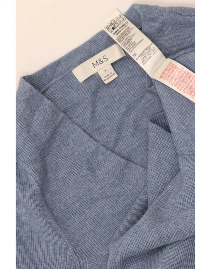 Blusa feminina Marks & Spencer UK 8 pequena viscose azul