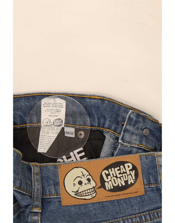 Jeans justos femininos baratos de segunda-feira W29 L32 algodão azul
