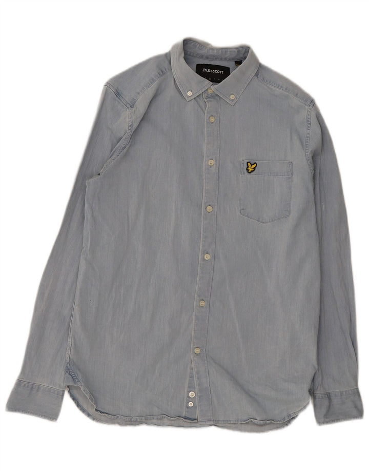 Camisa masculina Lyle & Scott de algodão azul médio