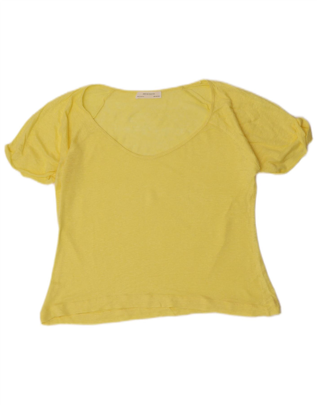 Zara Camiseta Feminina Top UK 12 Médio Amarelo