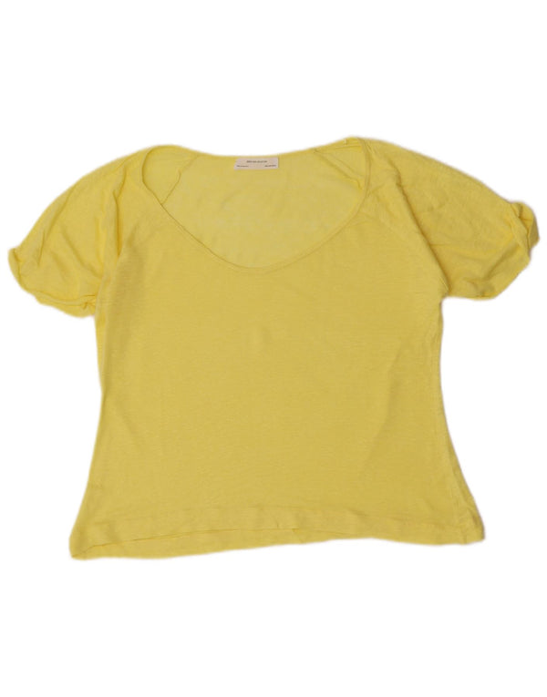 Zara Camiseta Feminina Top UK 12 Médio Amarelo