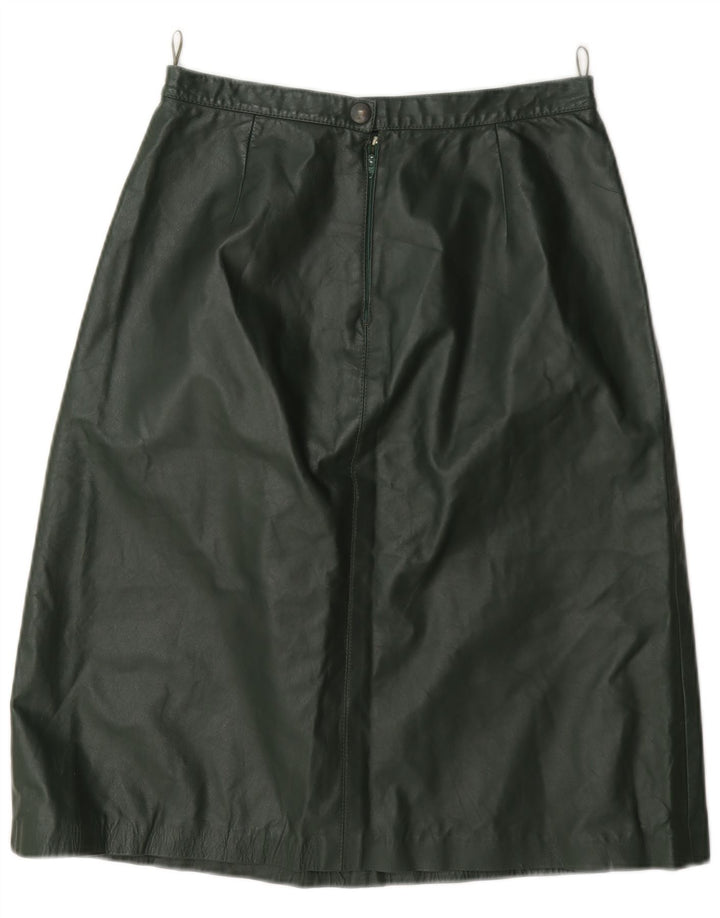 Saia feminina vintage de couro médio W28 verde