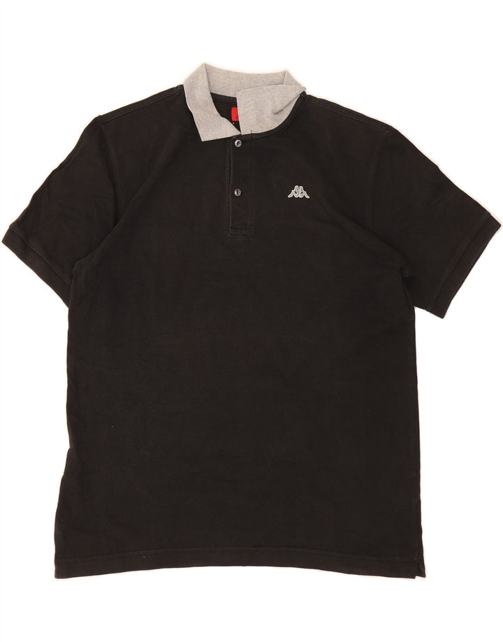 KAPPA Mens Polo Shirt Large Black Cotton Vintage Kappa and Second-Hand Kappa from Messina Hembry 