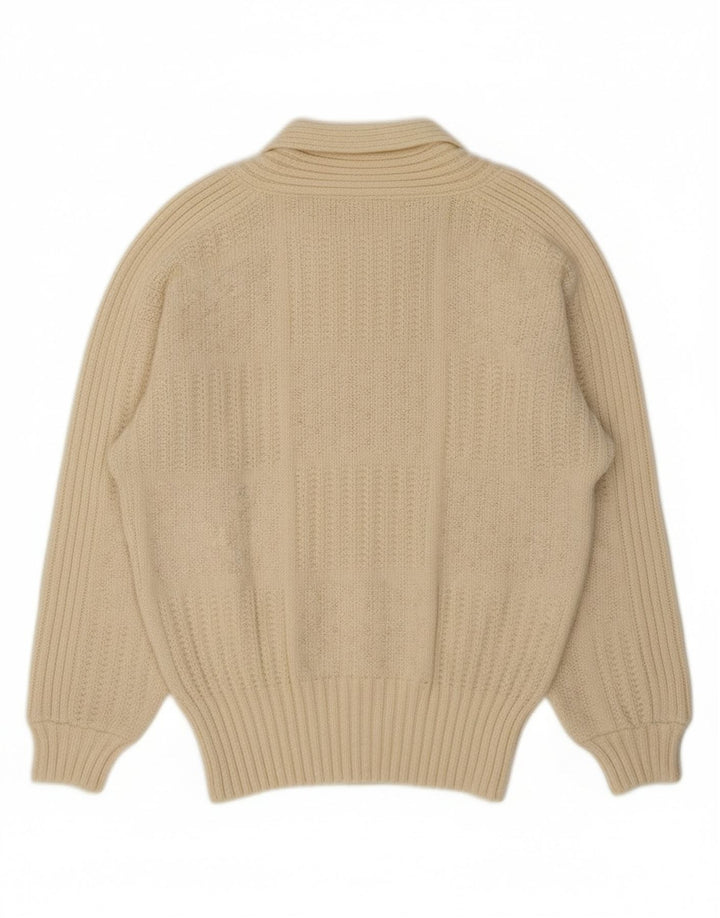 Suéter feminino VINTAGE com gola xale UK 18 XL off white