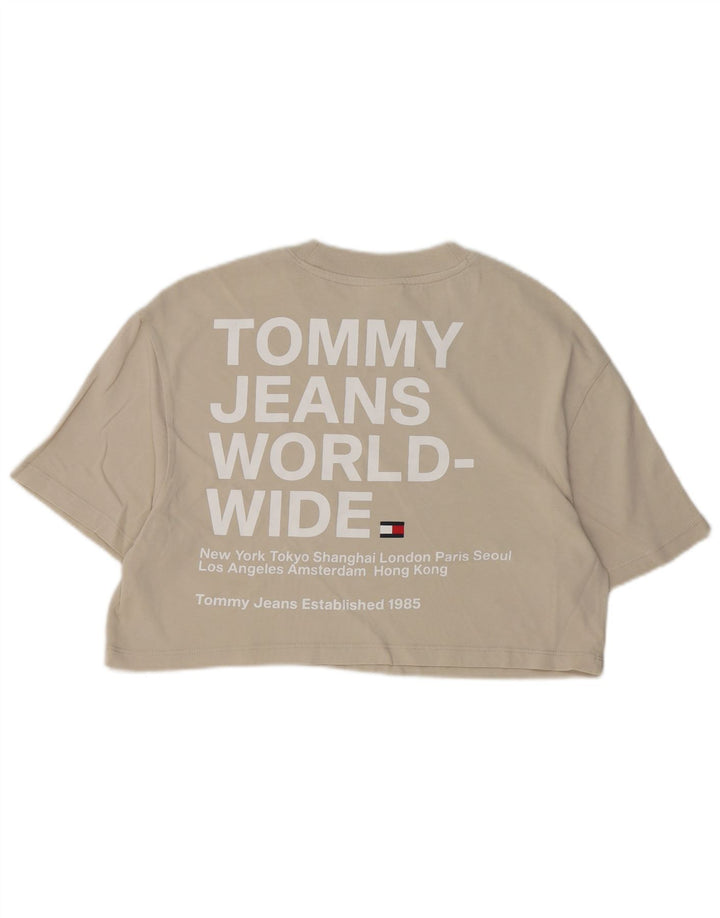 TOMMY HILFIGER Camiseta Feminina Oversized Crop Graphic Top Reino Unido 10 Pequeno Bege