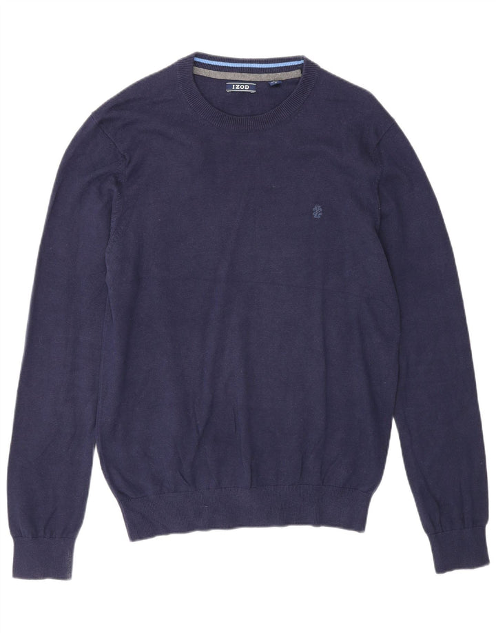 Suéter masculino Izod com gola redonda e algodão azul marinho médio