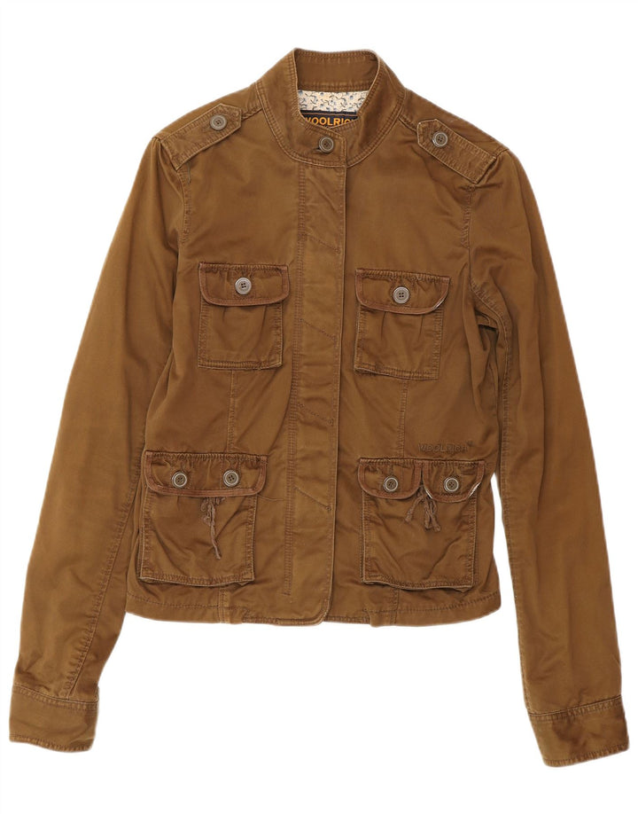 Jaqueta militar feminina Woolrich Reino Unido 12 algodão marrom médio