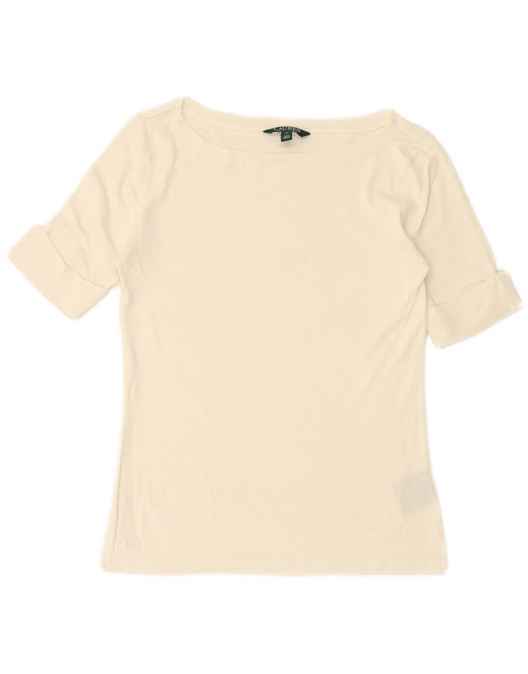 Camiseta feminina RALPH LAUREN UK 12 algodão branco médio