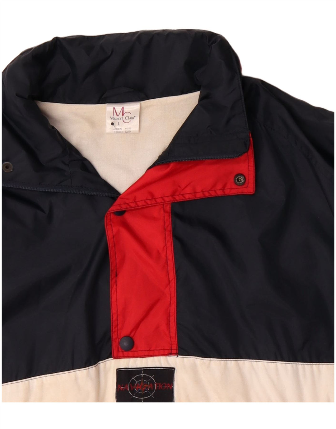 Jaqueta masculina Anorak Marcel Clair UK 40 grande azul marinho colorblock poliamida