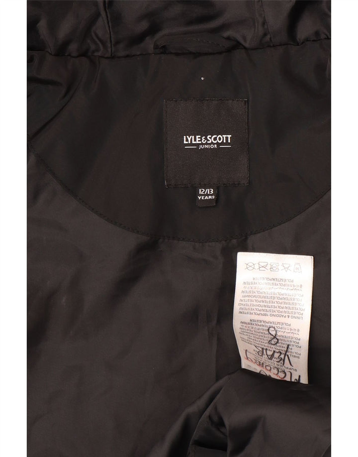 Jaqueta acolchoada com capuz para meninos Lyle & Scott 12-13 anos poliéster preto