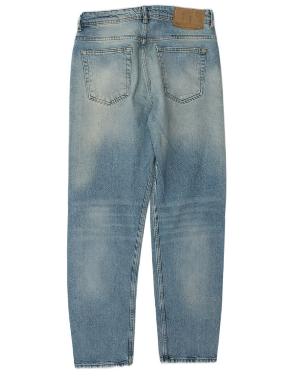 Zara Calça jeans reta masculina desgastada EU 40 médio W31 L29 algodão azul