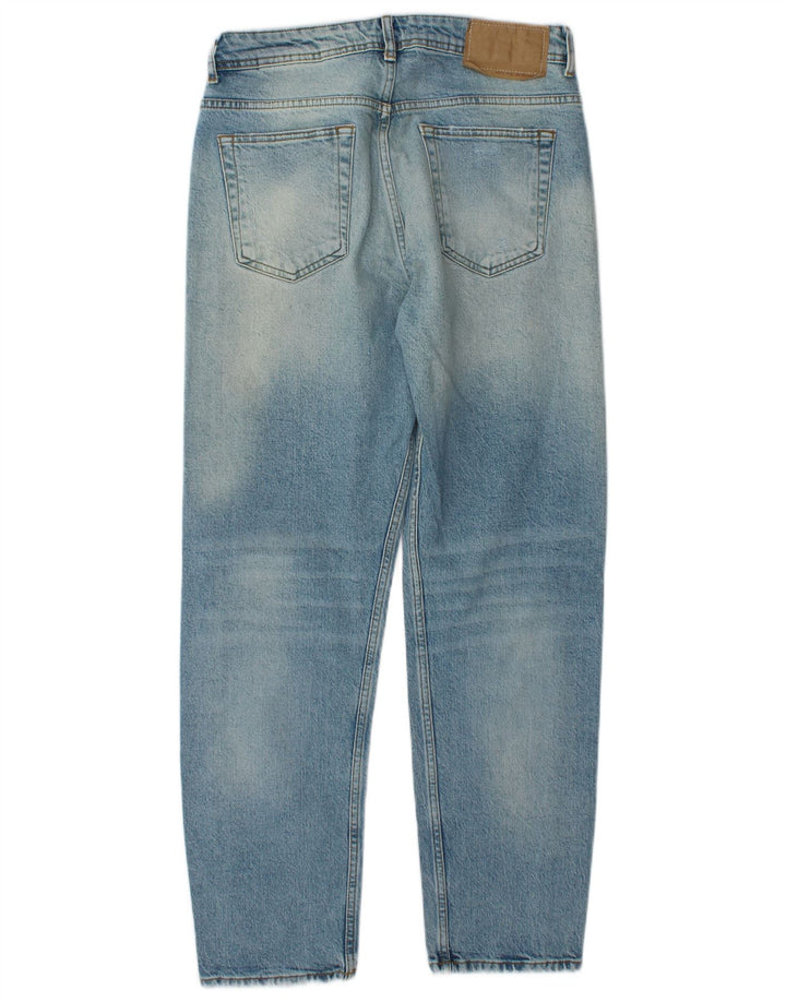 Zara Calça jeans reta masculina desgastada EU 40 médio W31 L29 algodão azul