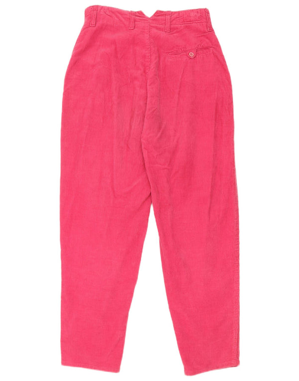 Calça feminina vintage de veludo cotelê com cintura alta W26 L25 rosa