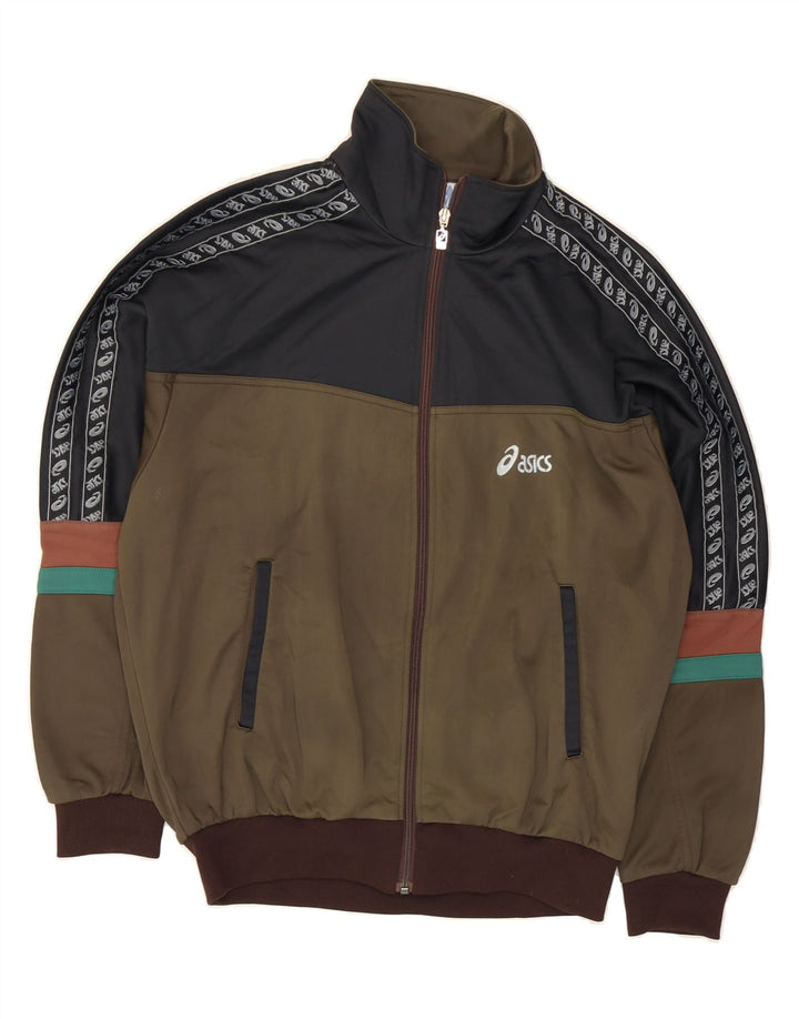 ASICS Mens Vintage Tracksuit Top Jacket IT 48 Medium Green Colourblock