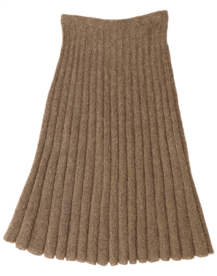 Saia feminina vintage em malha A-Line W28 médio cáqui