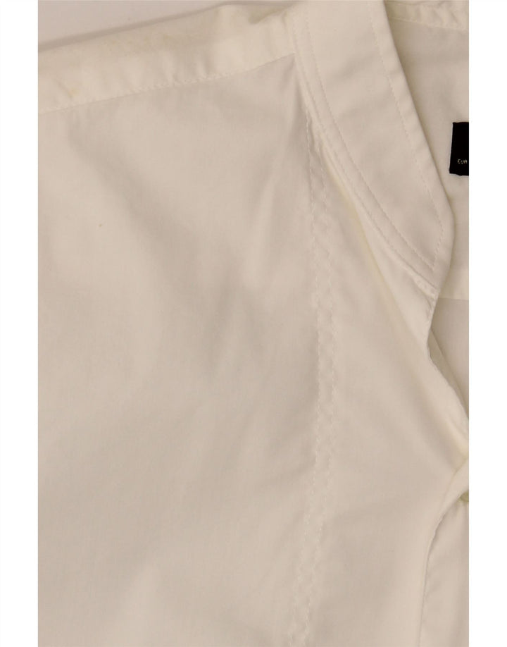 Camisa masculina ZARA Super Slim Fit médio algodão branco