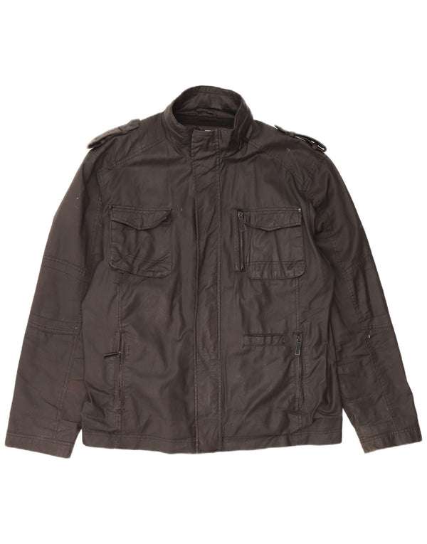 Jaqueta militar masculina vintage UK 42 XL algodão preto
