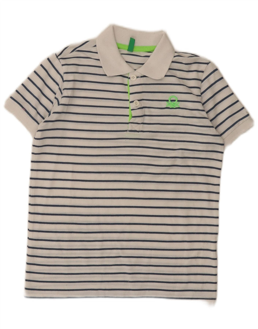 Polo Benetton Boys 8-9 Anos Grande Poliéster Listrado Branco