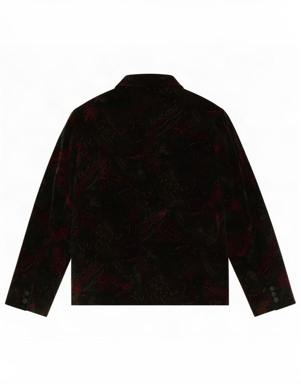 Jaqueta blazer feminina vintage de veludo com 3 botões Reino Unido 14 grande Paisley preto