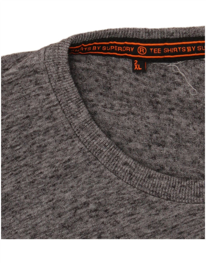 Camiseta gráfica masculina SUPERDRY Top 2XL cinza manchado