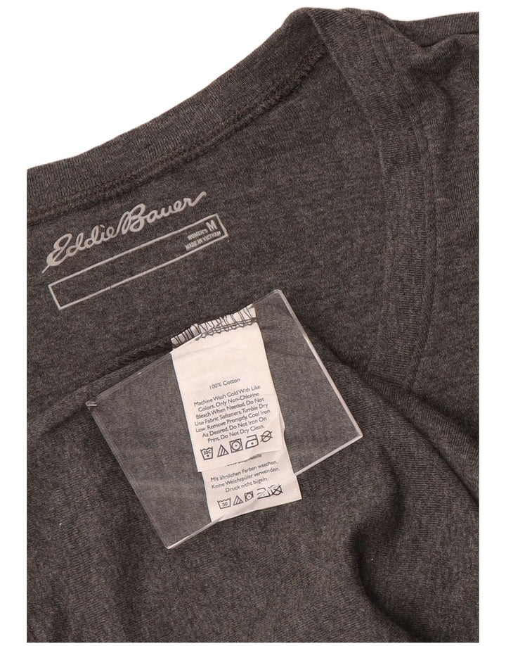 EDDIE BAUER Top feminino manga 3/4 Reino Unido 12 algodão cinza médio