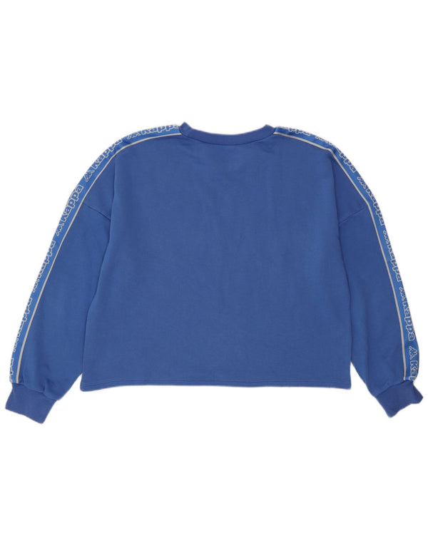 Kappa moletom feminino oversized crop gráfico jumper UK 14 médio azul