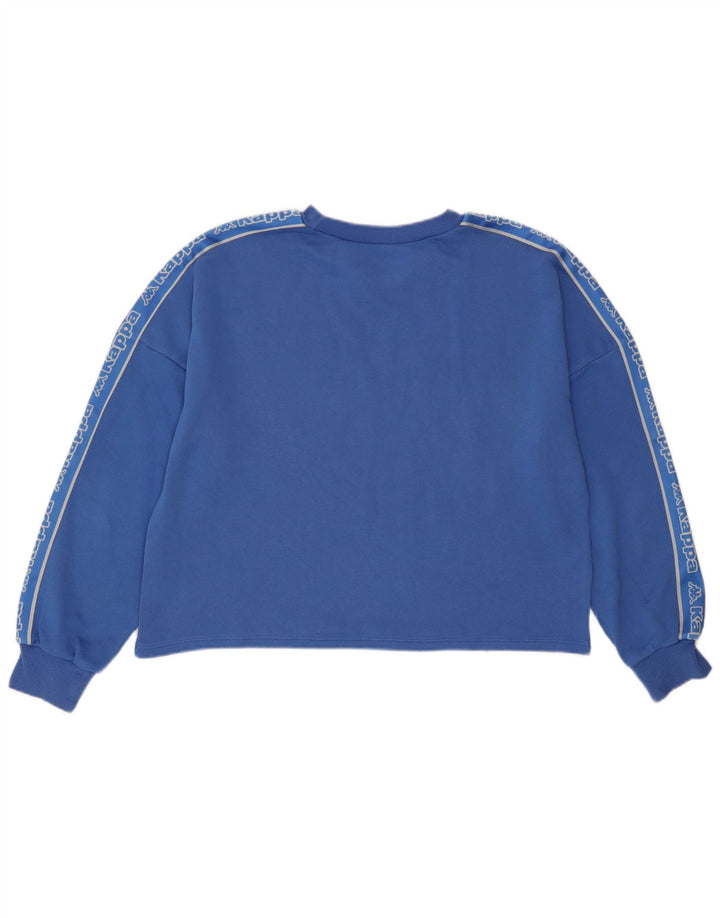 Kappa moletom feminino oversized crop gráfico jumper UK 14 médio azul